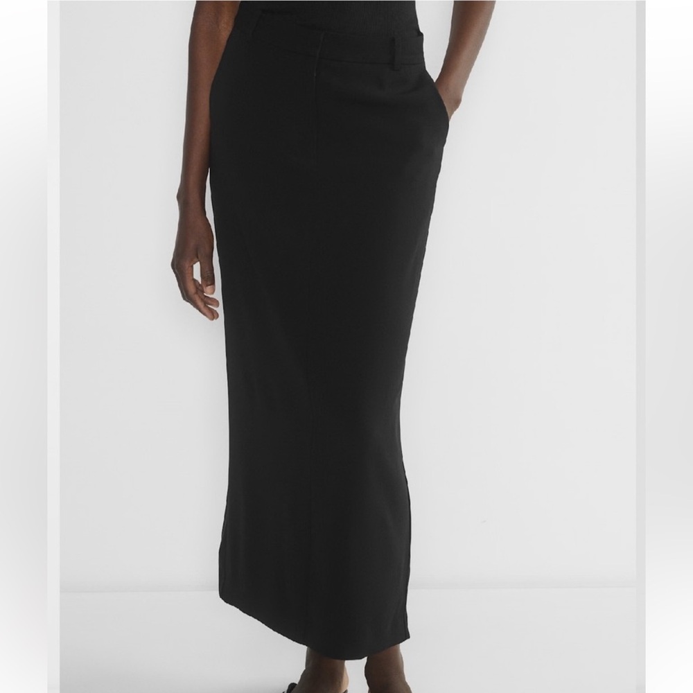 Babaton Aritzia Sleek Black Maxi Tailored Skirt